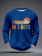 Men's A Lot Can Happen In 3 Days Embroidery Pattern Waffle T-Shirt