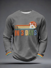 Men's A Lot Can Happen In 3 Days Embroidery Pattern Waffle T-Shirt