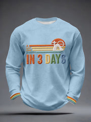 Men's A Lot Can Happen In 3 Days Embroidery Pattern Waffle T-Shirt