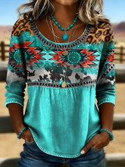 Women's Retro Western Aztec Print Casual Top