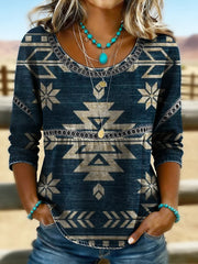 Women's Retro Western Aztec Print Casual Top
