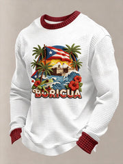 Men's Puerto Rico Printed Waffle Long Sleeve Sweatshirt