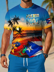 Men's Puerto Rico Print Vacation T-shirt