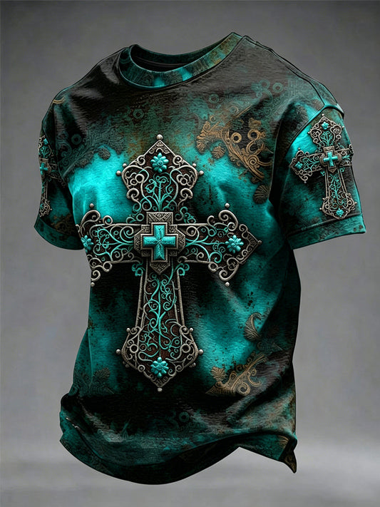 Men's Vintage Christian Cross Short Sleeve T-shirt