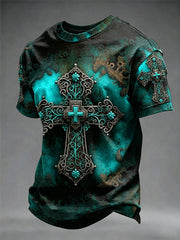 Men's Vintage Christian Cross Short Sleeve T-shirt