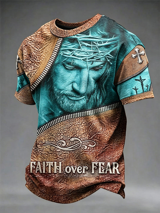 Men's Christian Faith Over Fear Cross Short Sleeve T-shirt