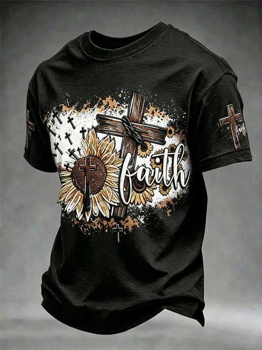 Men's Vintage Christian Faith Cross Short Sleeve T-shirt