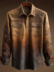 Men's western-style pattern printed casual shirt