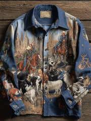 Men's western-style pattern printed casual shirt
