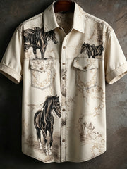 Men's western-style pattern printed casual shirt
