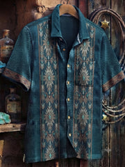 Men's Retro Western Printed Cotton Shirt