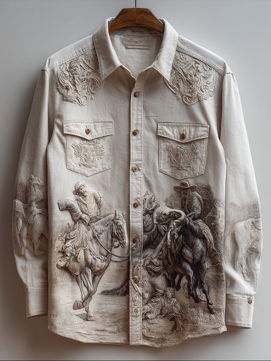 Men's Western-style Pattern Printed Casual Shirt
