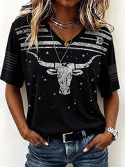 Women‘s Western Bull V-neck T-shirt