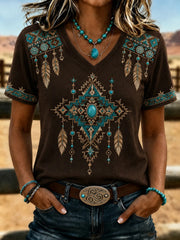 Women's Vintage Western Short Sleeve  T-shirt