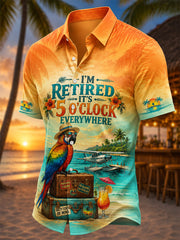 Men's I'm Retired It's 5 O'clock Everywhere Parrot Print Casual Shirt