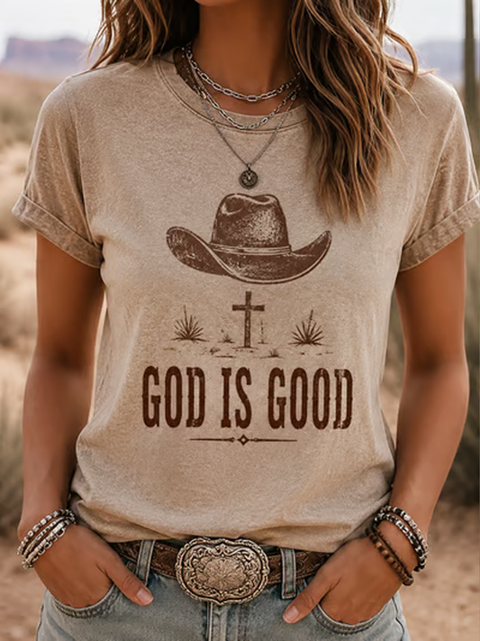 Women's Western-style print short-sleeved T-shirt