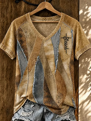 Women's Western-style print short-sleeved T-shirt