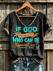 Women's retro western style faith slogan pattern printed casual short-sleeve T-shirt