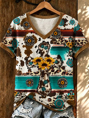 Women's Vintage Western Faith Printed V-neck T-shirt