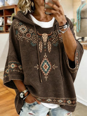 Women's Vintage Western Art Casual Loose Hoodie