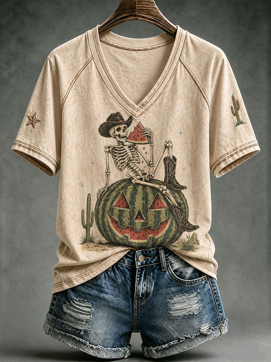Women's Western Cowboy Skeleton T-shirt