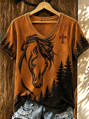 Women's Western Horse Short-sleeved T-shirt