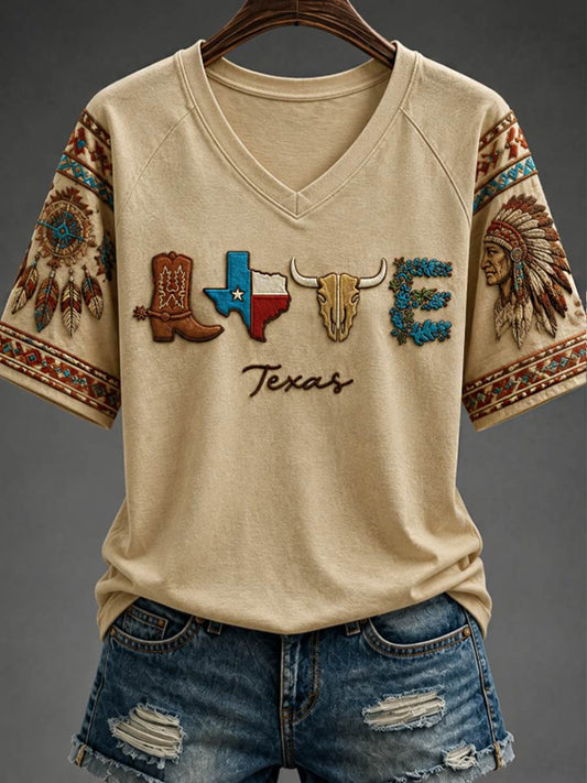 Women's V-neck off-shoulder short-sleeved T-shirt