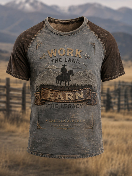 Men's Vintage Western Style Printed T-Shirt