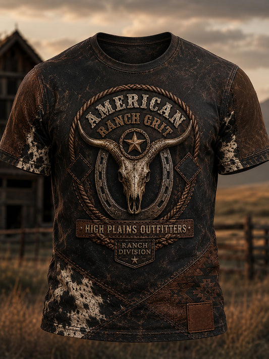 Men's Vintage Western Style Printed T-Shirt