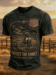 Men's Vintage Western Style Printed T-shirt