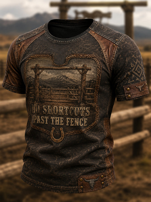 Men's Vintage Western Style Printed T-Shirt