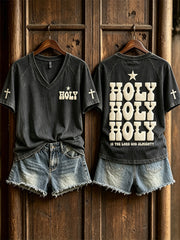 Women's Holy is the Lord God Almighty Vintage Print short-sleeved T-shirt