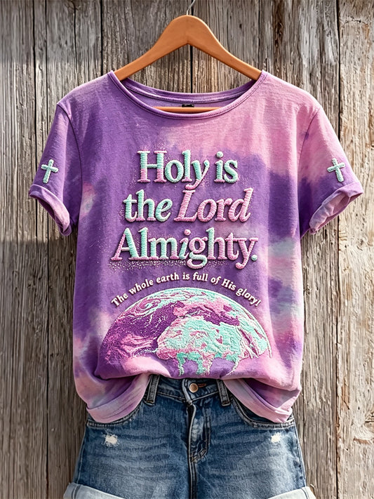 Women's Holy is the Lord God Almighty Galaxy Gradient Print short-sleeved T-shirt
