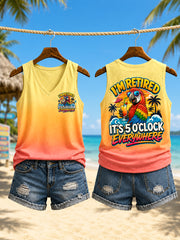 Women's I'm Retired It's 5 O'clock Everywhere Parrot Print Casual Vest