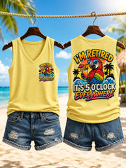Women's I'm Retired It's 5 O'clock Everywhere Parrot Print Casual Vest