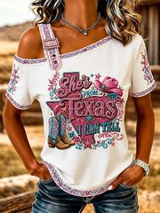 Women's She's From Texas I Can Tell Print Casual Tee