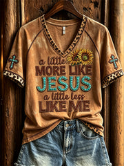Women's A Little More Like Jesus A Little Less Like Me Western Print short-sleeved T-shirt