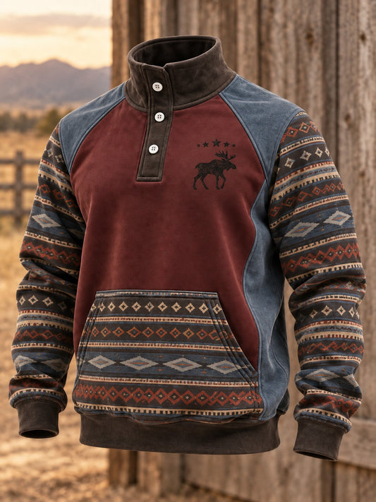 Men's Retro Western Printed Sweatshirt