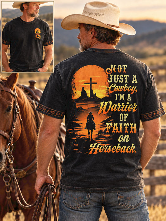 Men's Retro Western Style Faith Lover Art Printed T-shirt