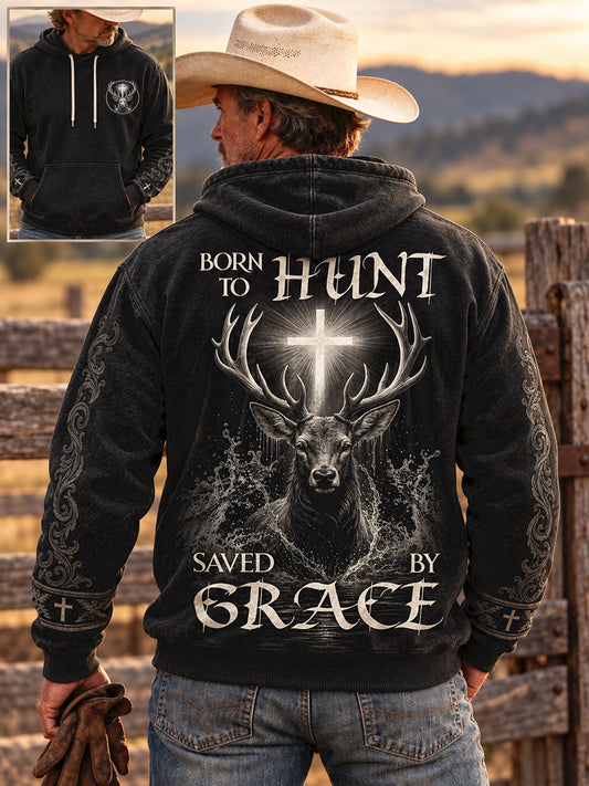 Men's Retro Western Style Faith Lover Art Printed Hoodie