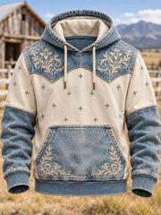 Men's Western-style printed Hoodie with Pockets
