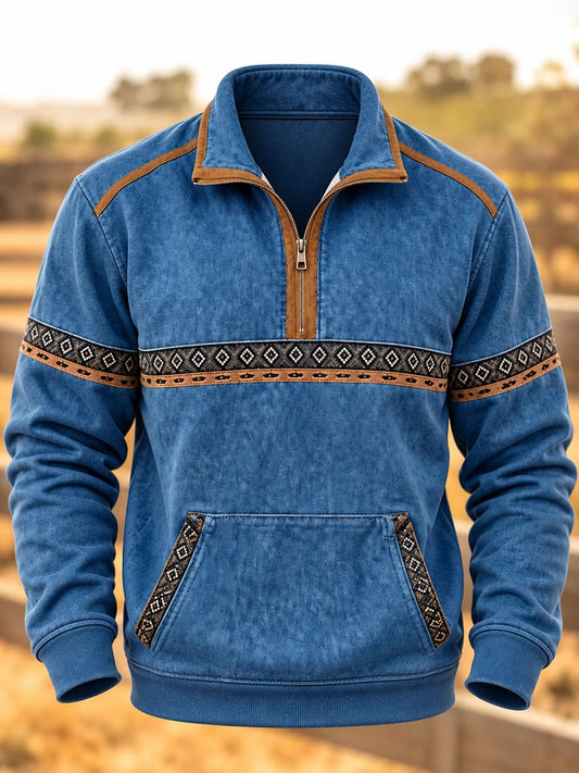 Men's Western-style printed Zip-Up Hoodie